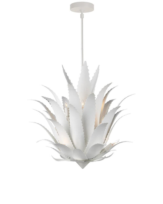 Currey and Company Agave White Chandelier Gesso White