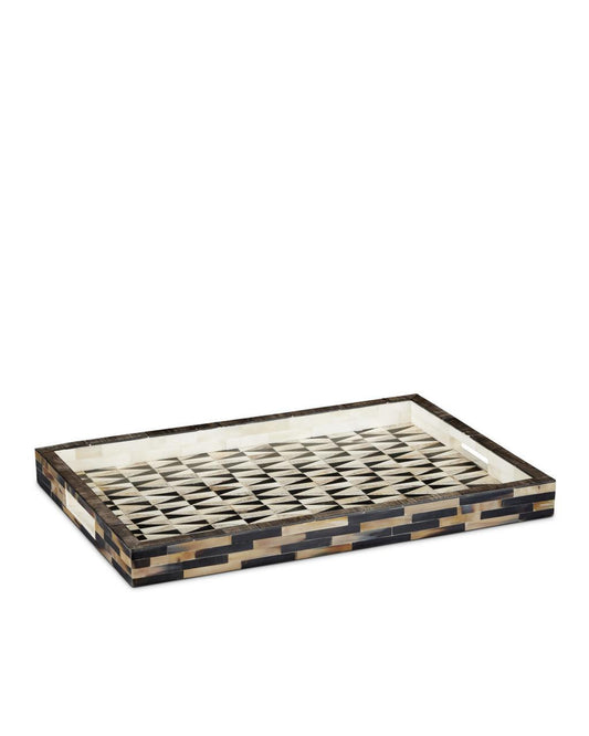 Currey and Company Aldo Tray Natural, Black, White