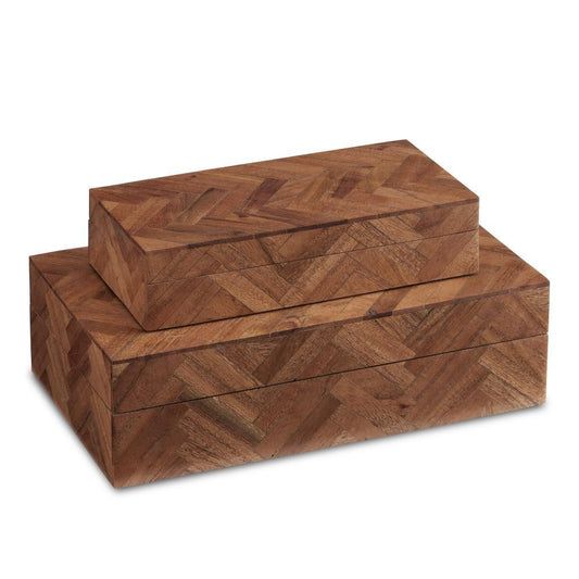 Currey and Company Alfeo Wood Box, Set of 2 Natural