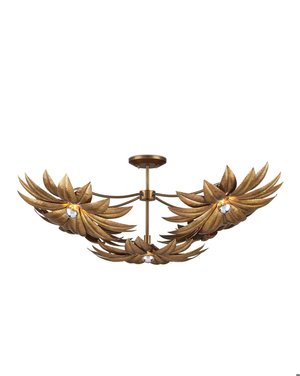 Currey and Company Alithea Medium Semi-Flush Mount Antique Brass