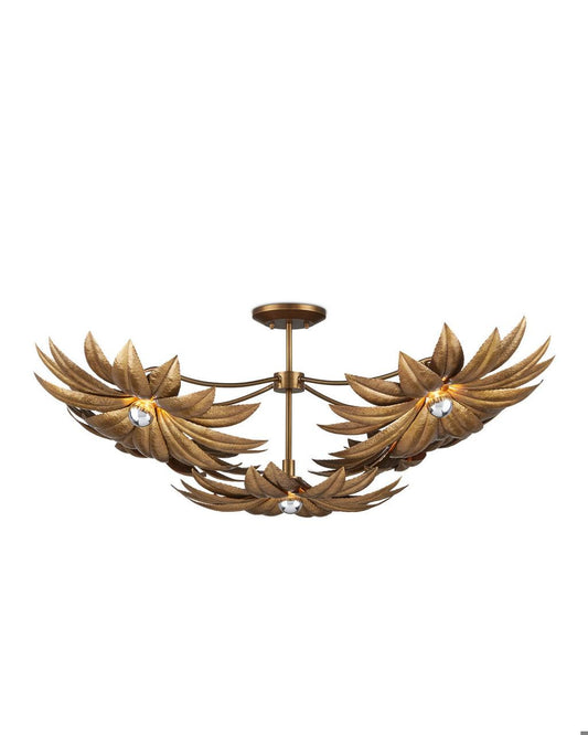 Currey and Company Alithea Medium Semi-Flush Mount Antique Brass