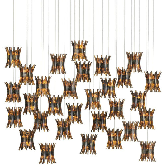 Currey and Company Alsop 30-Light Linear Multi-Drop Pendant Brown, Black, Natural