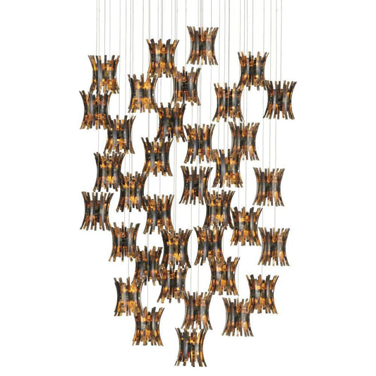 Currey and Company Alsop 36-Light Round Multi-Drop Pendant Brown, Black, Natural