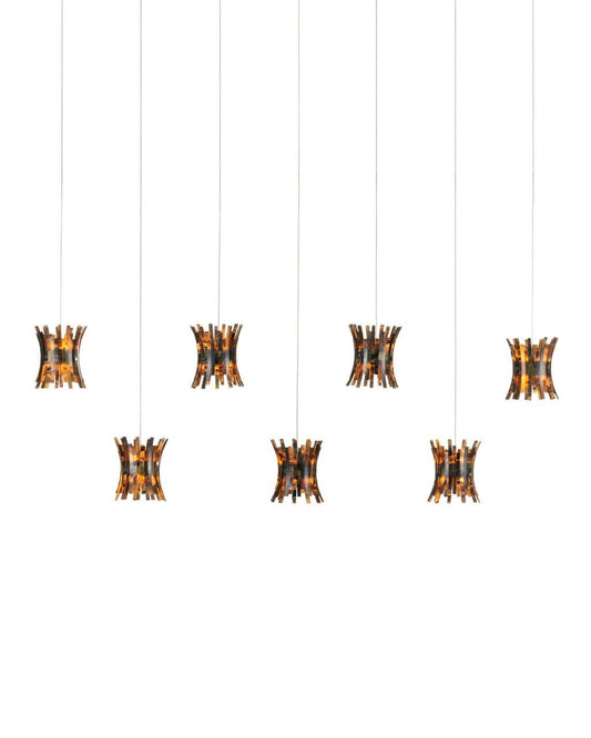 Currey and Company Alsop 7-Light Linear Multi-Drop Pendant Brown, Black, Natural