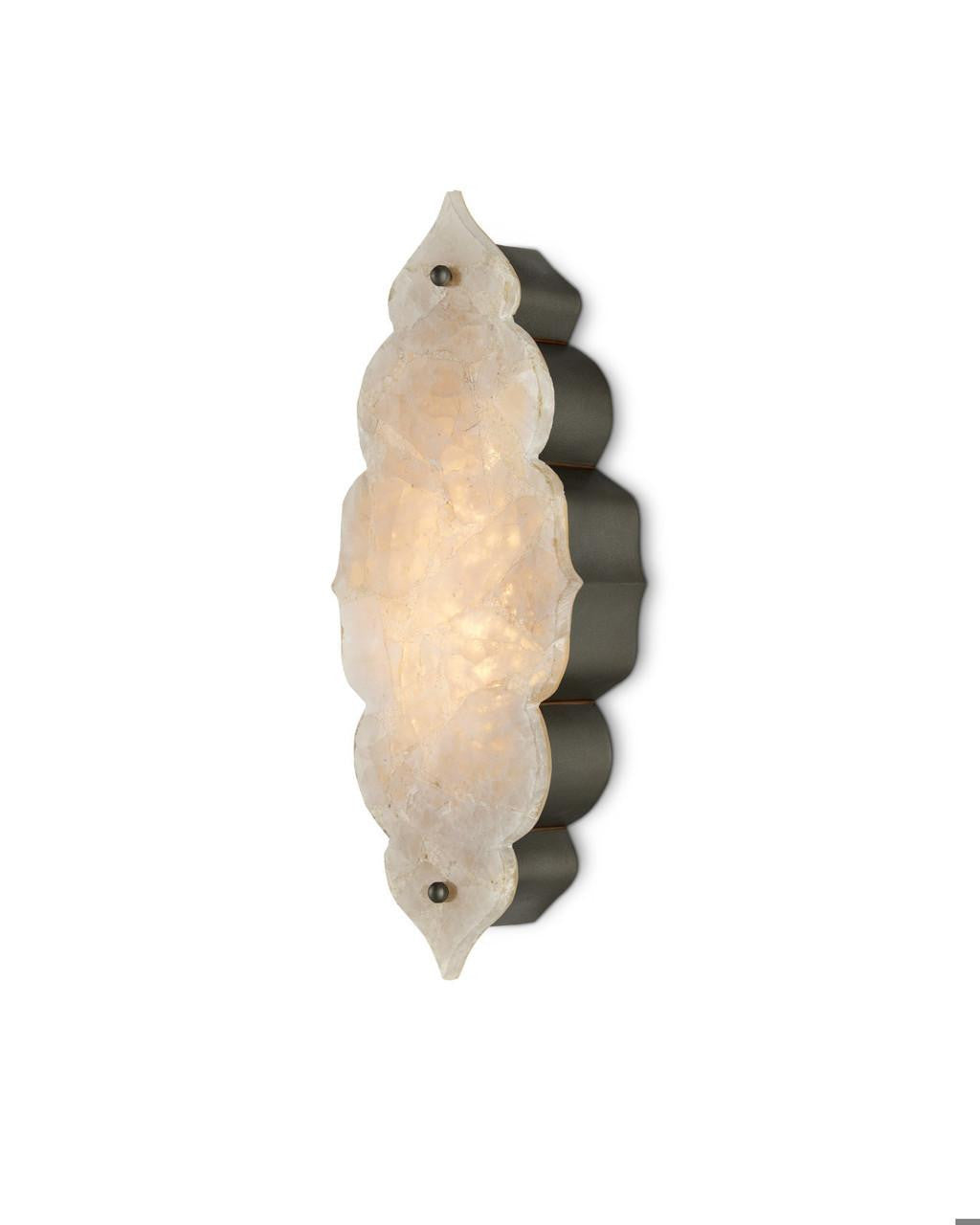 Currey and Company Andalusia Wall Sconce Natural Stone, Hiroshi Gray, Sugar White