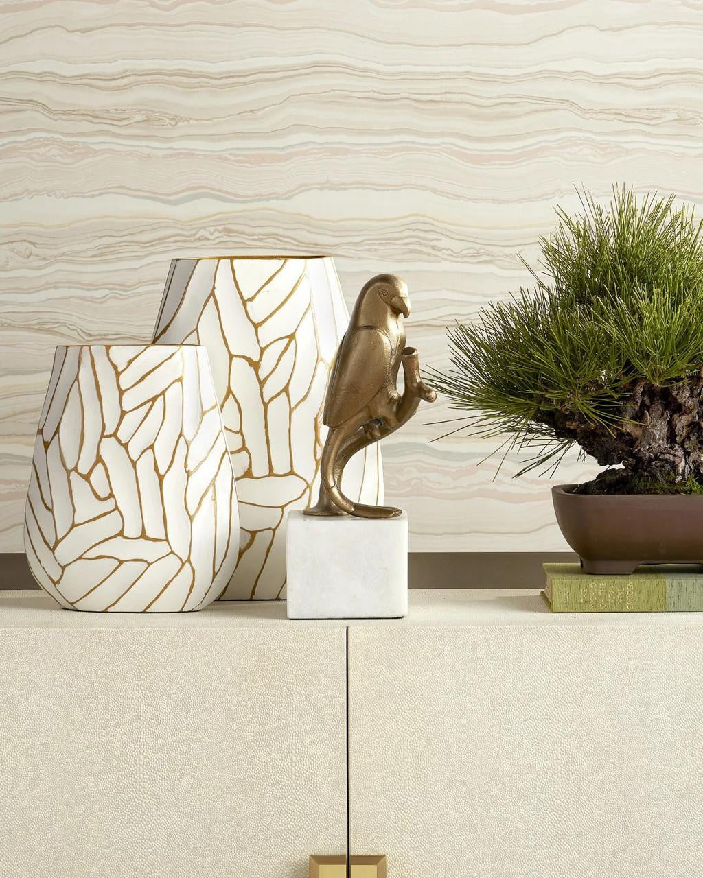 Currey and Company Anika White Vase, Set of 2