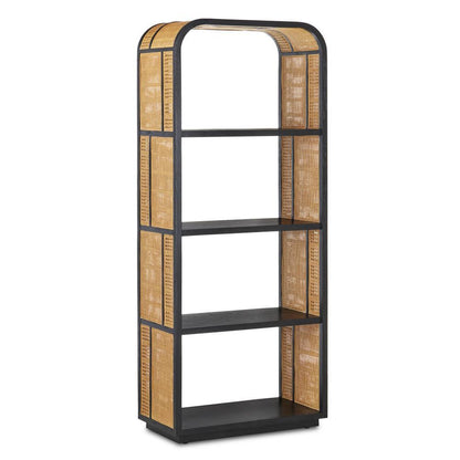Currey and Company Anisa Black Etagere Natural, Black