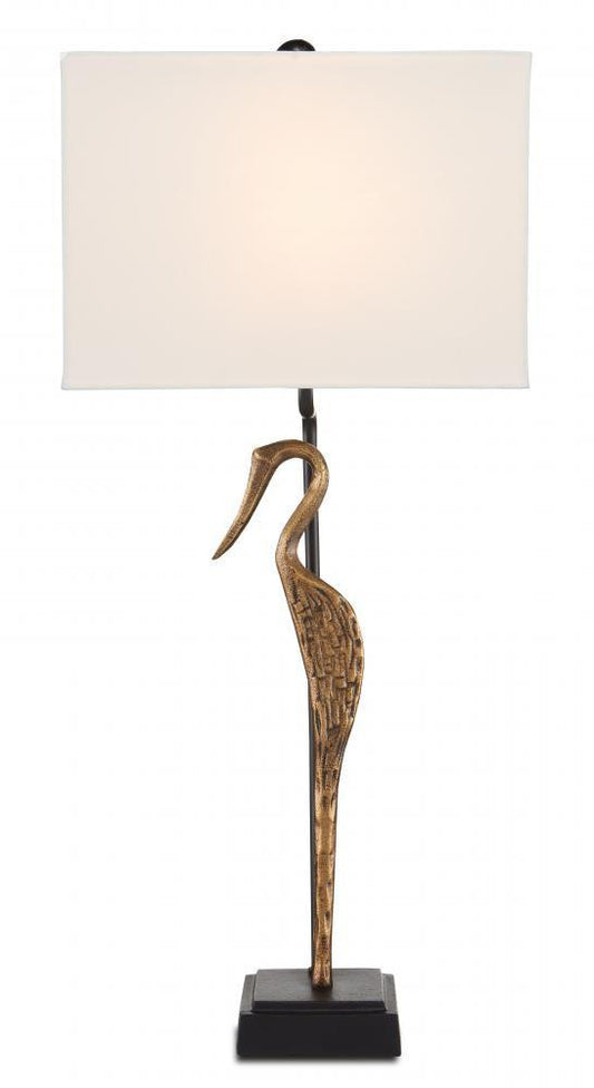 Currey and Company Antigone Brass Table Lamp Antique Brass, Black