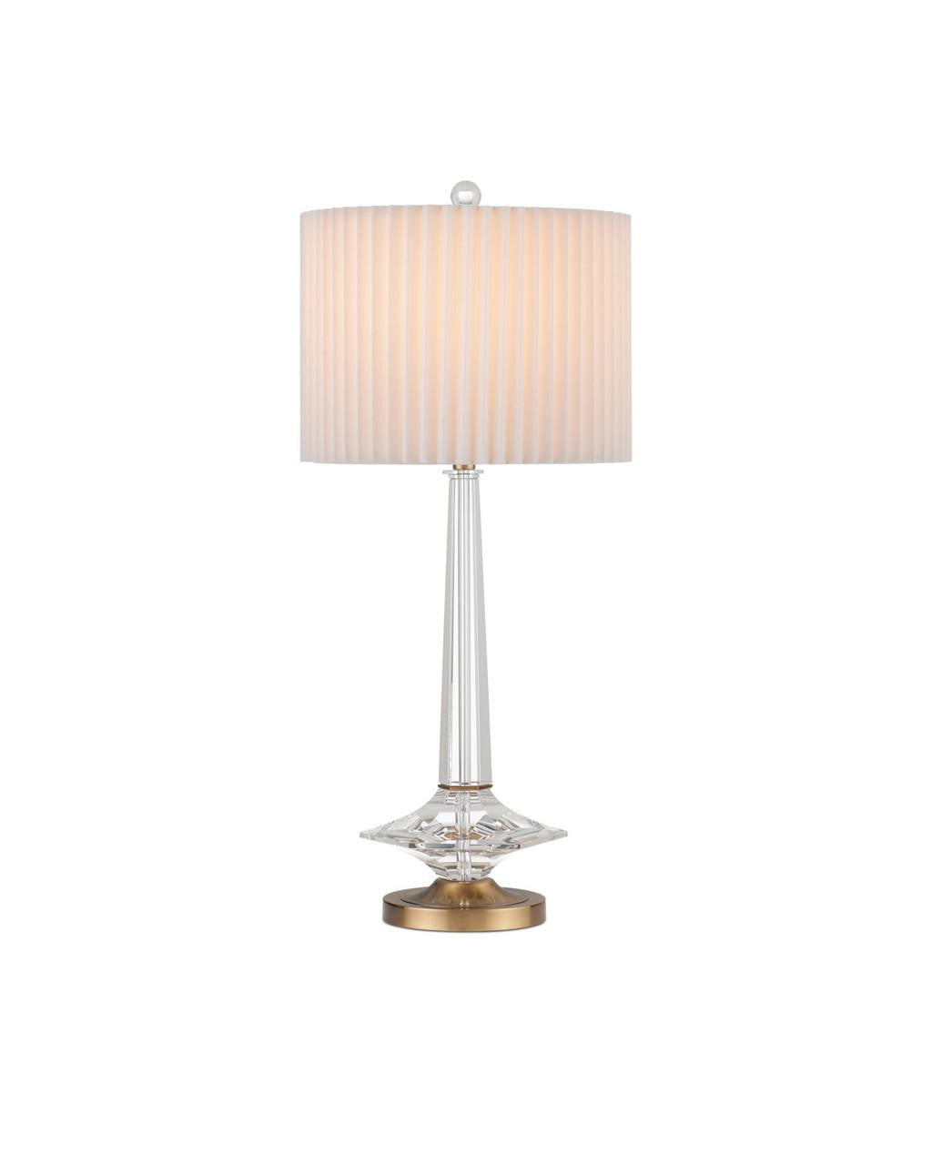 Currey and Company Anton Table Lamp Clear, Antique Brass