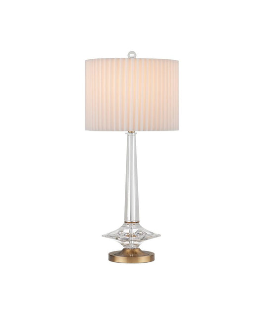 Currey and Company Anton Table Lamp Clear, Antique Brass