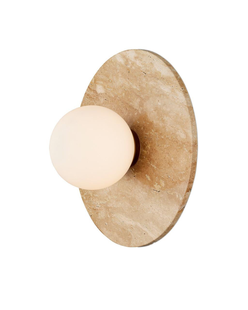 Currey and Company Apricity Wall Sconce Beige, Antique Brass, Frosted White