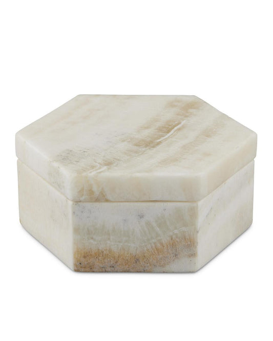 Currey and Company Arco Onyx Hexagon Box Natural