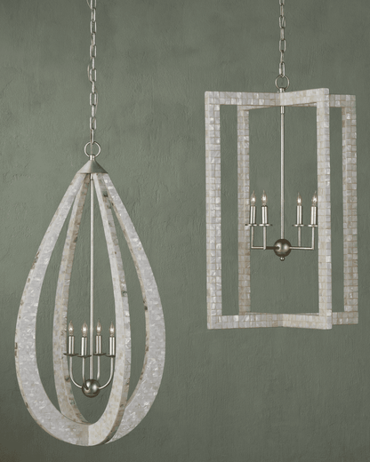 Currey and Company Arietta White Teardrop Chandelier