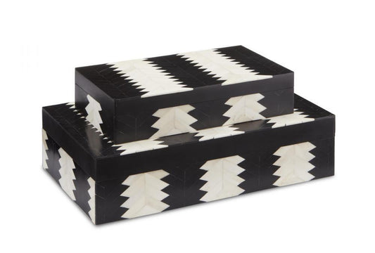 Currey and Company Arrow Black & White Box, Set of 2 Black, White, Natural