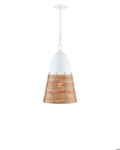 Currey and Company Arundo Pendant Natural, Gesso White