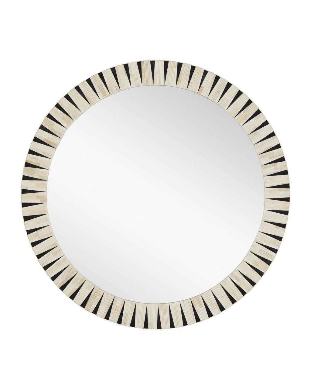 Currey and Company Arvi Round Mirror Natural, Black