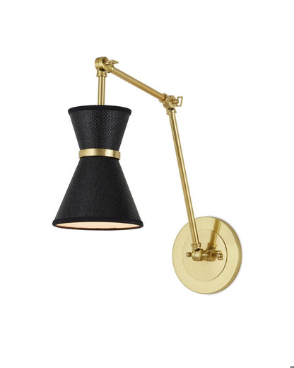 Currey and Company Avignon Wall Sconce Polished Brass, Black