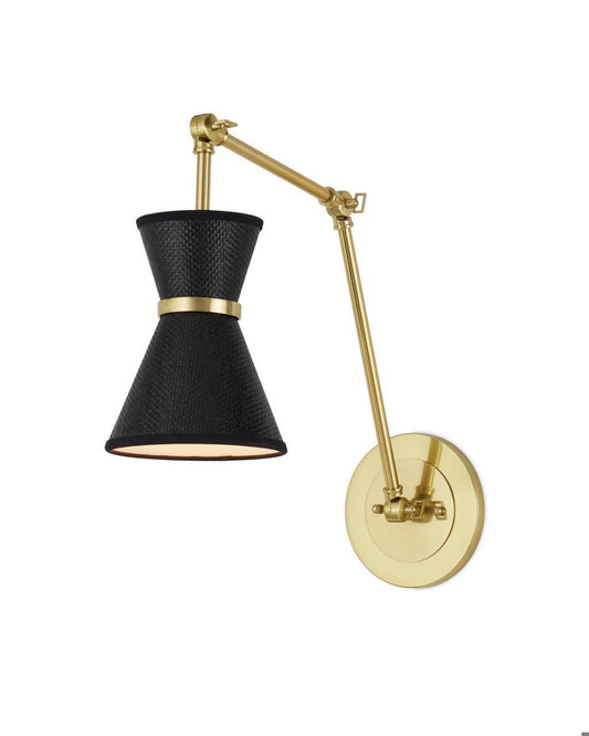 Currey and Company Avignon Wall Sconce Polished Brass, Black