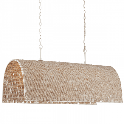 Currey and Company Aztec Rectangular Chandelier Natural, White