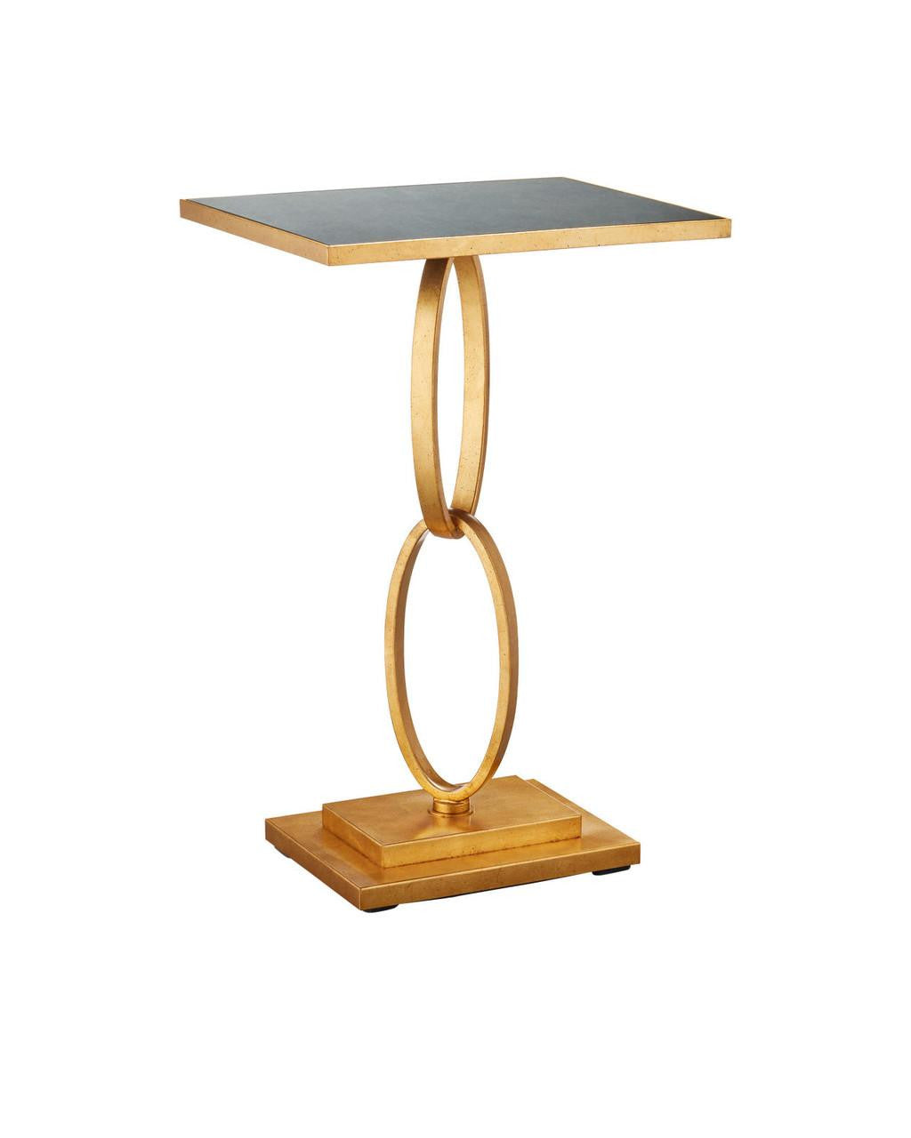 Currey and Company Bangle Gold Accent Table Gold Leaf, Antique Mirror