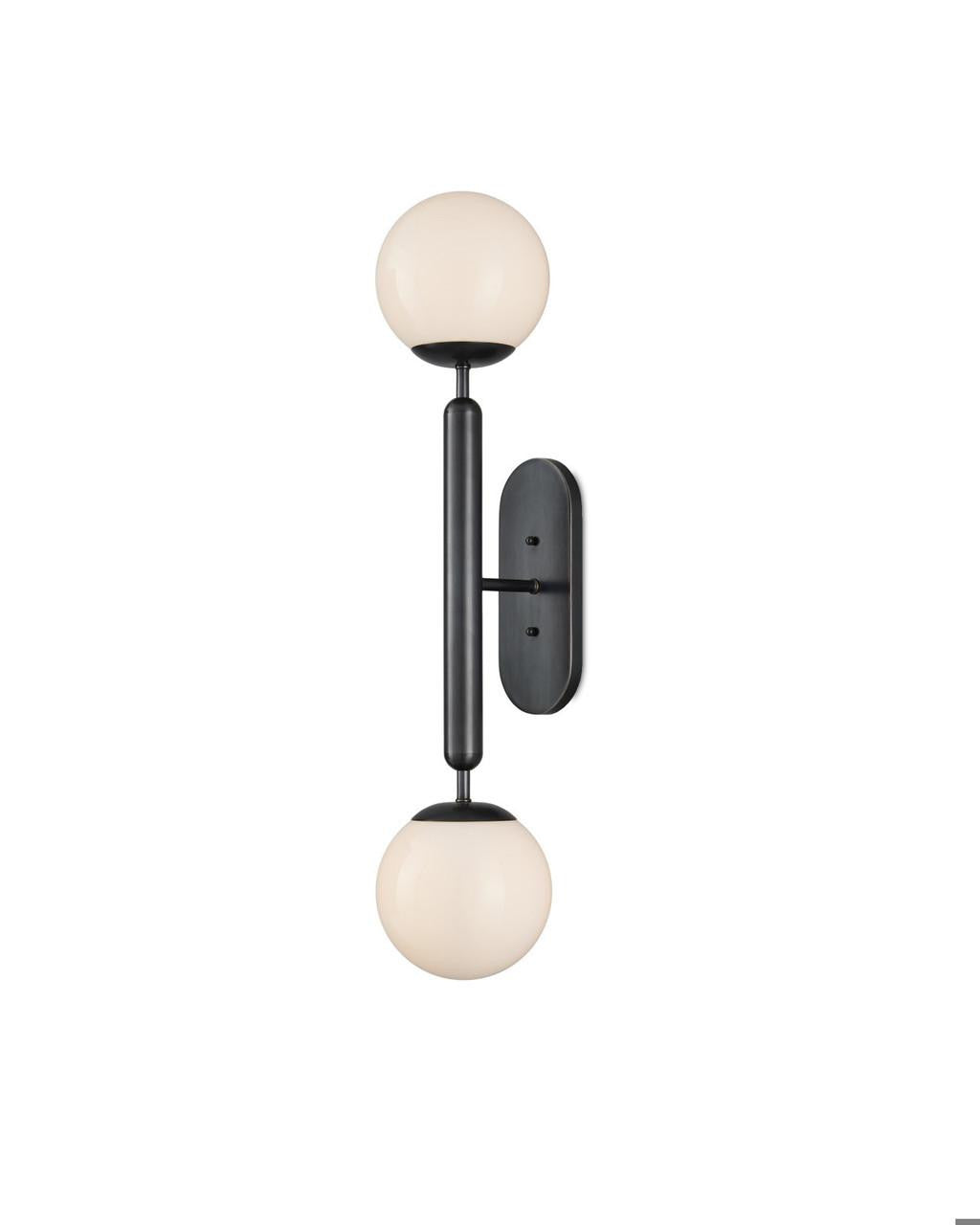 Currey and Company Barbican Double-Light Bronze Wall Sconce Oil Rubbed Bronze, White