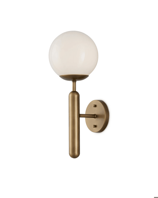 Currey and Company Barbican Single-Light Brass Wall Sconce Antique Brass, White
