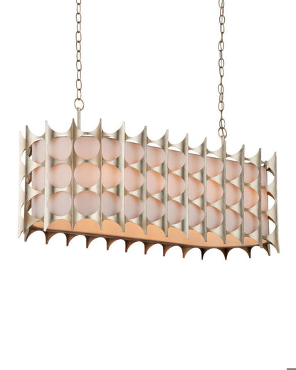 Currey and Company Bardi Oval Chandelier Contemporary Silver Leaf