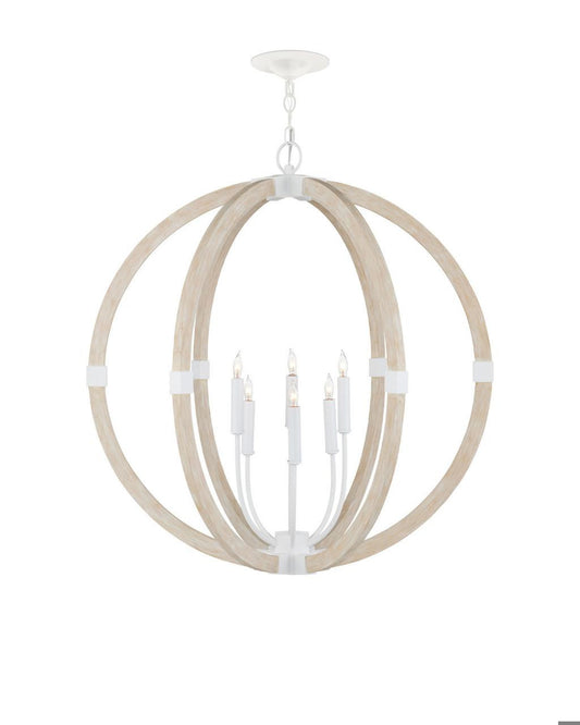 Currey and Company Bastian Sandstone Orb Chandelier Sugar White, Sandstone