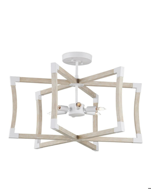 Currey and Company Bastian Small Sandstone Semi-Flush Mount Sandstone, Sugar White
