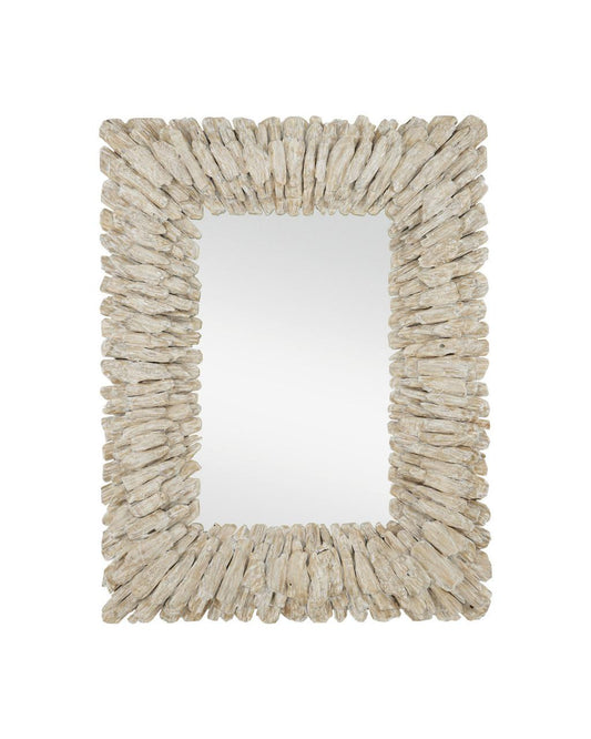 Currey and Company Beachhead Whitewash Rectangular Mirror Whitewashed Driftwood