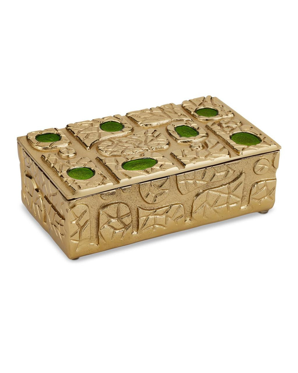 Currey and Company Beau Monde Gold & Green Box Gold, Green, Black