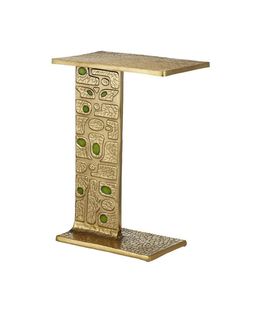 Currey and Company Beau Monde Gold & Green C Side Table Gold, Green