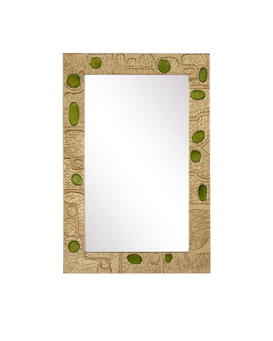 Currey and Company Beau Monde Gold & Green Mirror Gold, Green