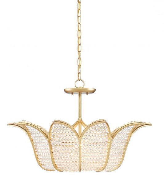 Currey and Company Bebe Chandelier Contemporary Gold Leaf, Clear