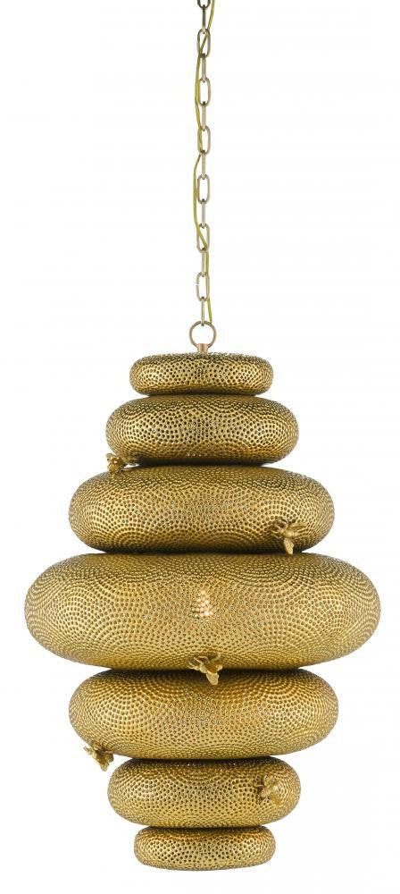 Currey and Company Bee My Honey Gold Chandelier Antique Brass