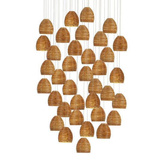 Currey and Company Beehive 36-Light Round Multi-Drop Pendant Natural
