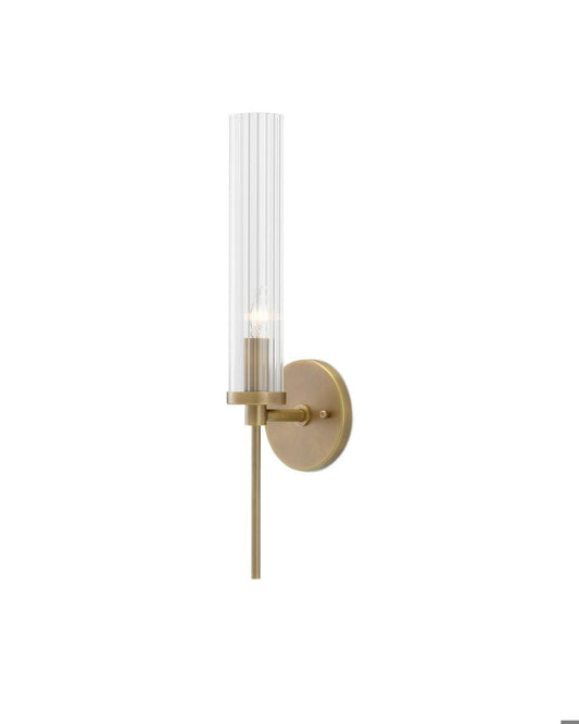 Currey and Company Bellings Brass Wall Sconce Antique Brass, Clear