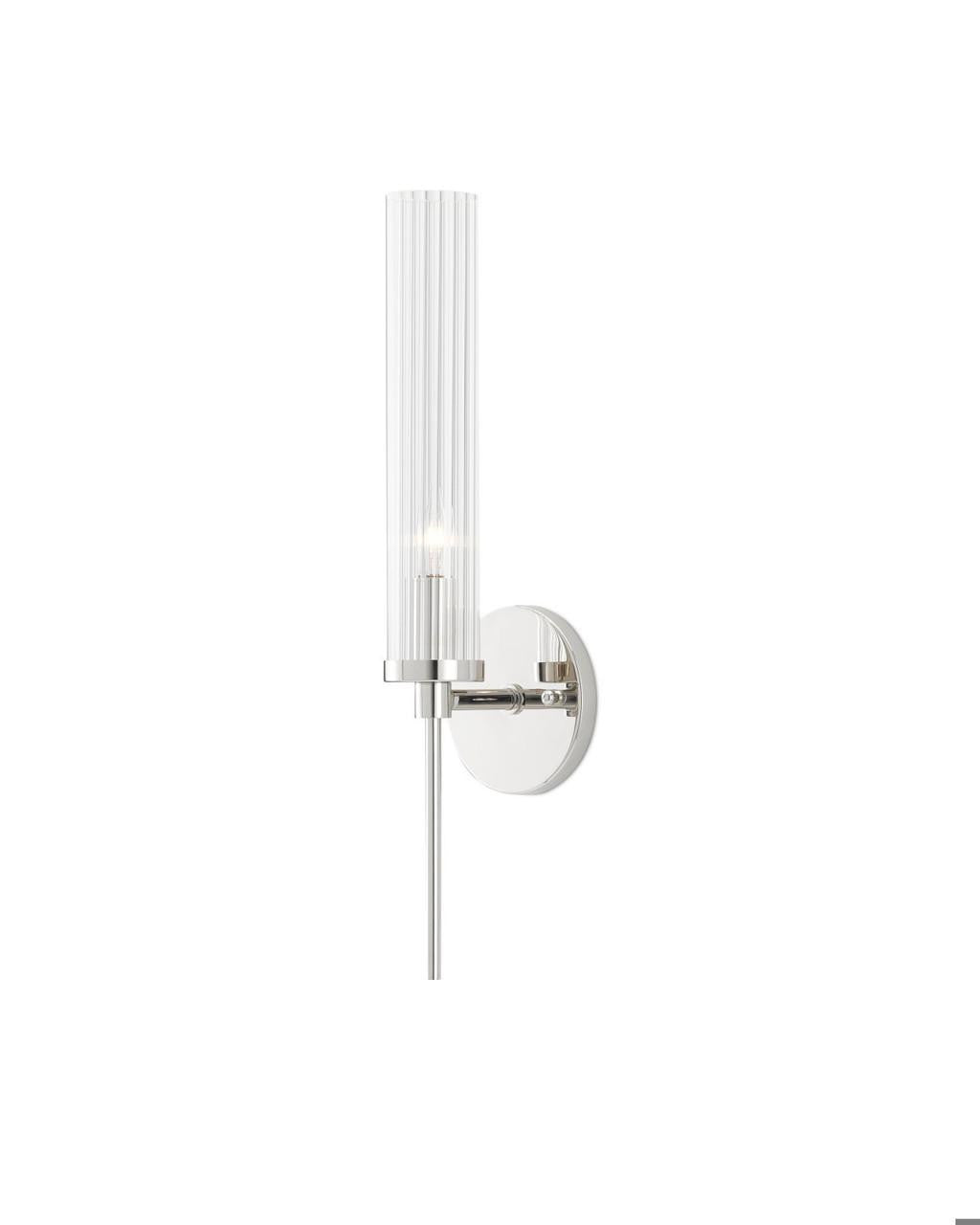 Currey and Company Bellings Nickel Wall Sconce Polished Nickel, Clear