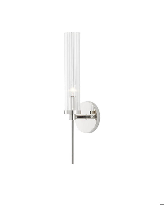 Currey and Company Bellings Nickel Wall Sconce Polished Nickel, Clear