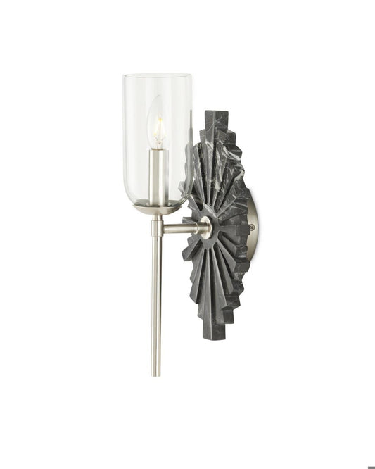 Currey and Company Benthos Black Wall Sconce Natural, Nickel, Clear