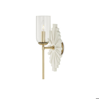 Currey and Company Benthos White Wall Sconce White, Brass, Clear