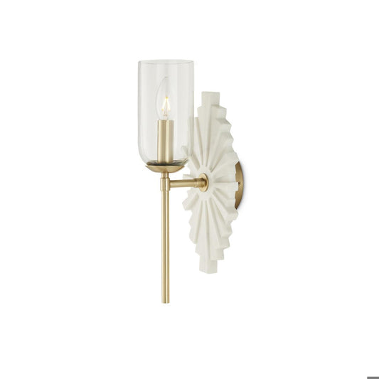 Currey and Company Benthos White Wall Sconce White, Brass, Clear