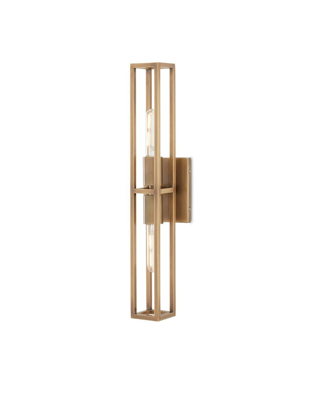 Currey and Company Bergen Brass Wall Sconce Antique Brass