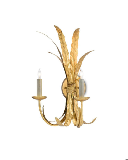 Currey and Company Bette Gold Wall Sconce Grecian Gold Leaf