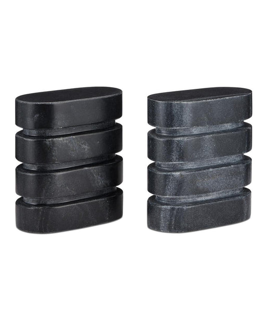 Currey and Company Bheslana Marble Black Object, Set of 2 Natural