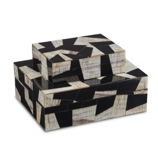 Currey and Company Bindu Box, Set of 2 Natural, Black