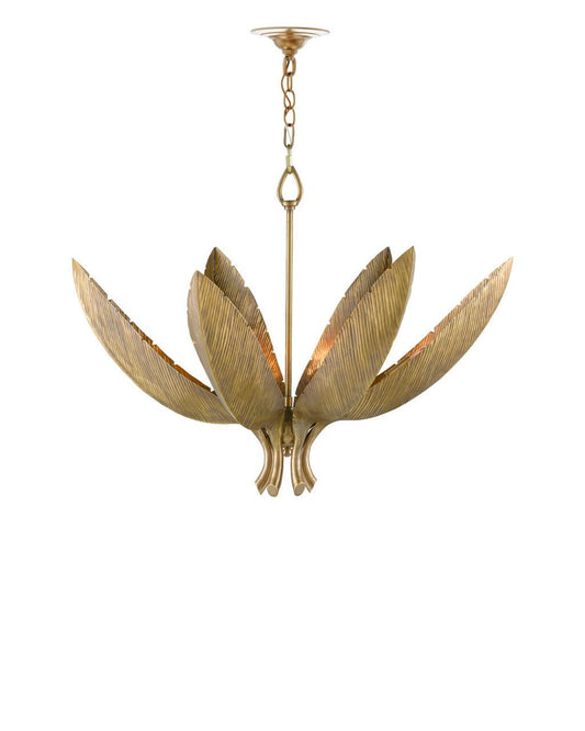 Currey and Company Bird of Paradise Brass Chandelier Antique Brass