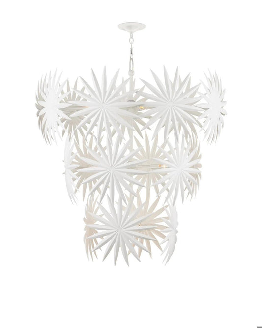 Currey and Company Bismarkia Large White Chandelier Gesso White