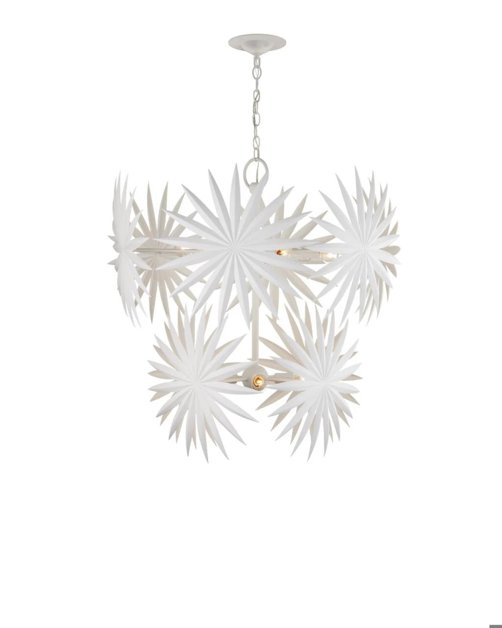 Currey and Company Bismarkia Medium White Chandelier Gesso White