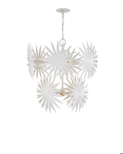 Currey and Company Bismarkia Medium White Chandelier Gesso White
